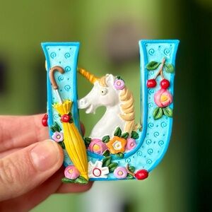 VTG 3D Rustic Alphabet Letter "U" Accent By Mary Engelbreit Cute Accent Figurine